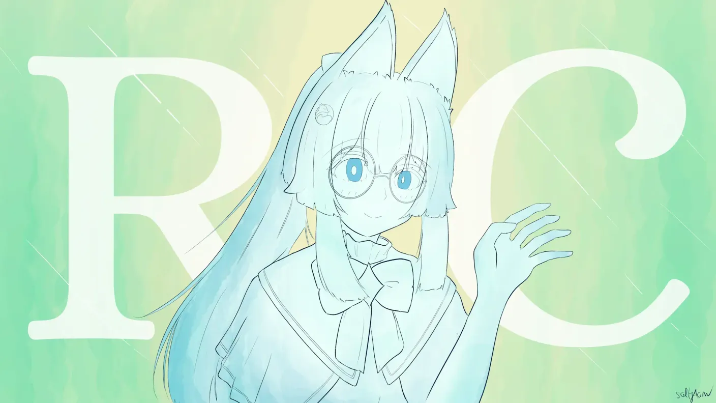 Elysia-chan in the center of the page in light rain, with a greenish-blue overlay like a rainforest shower