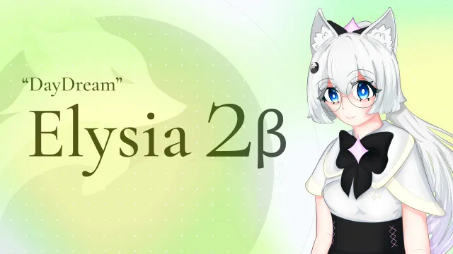 'Elysia 2' in a big title on the left with the word 'DayDream' slightly above the title. Accompanied by Elysia chan mascot on the right side.