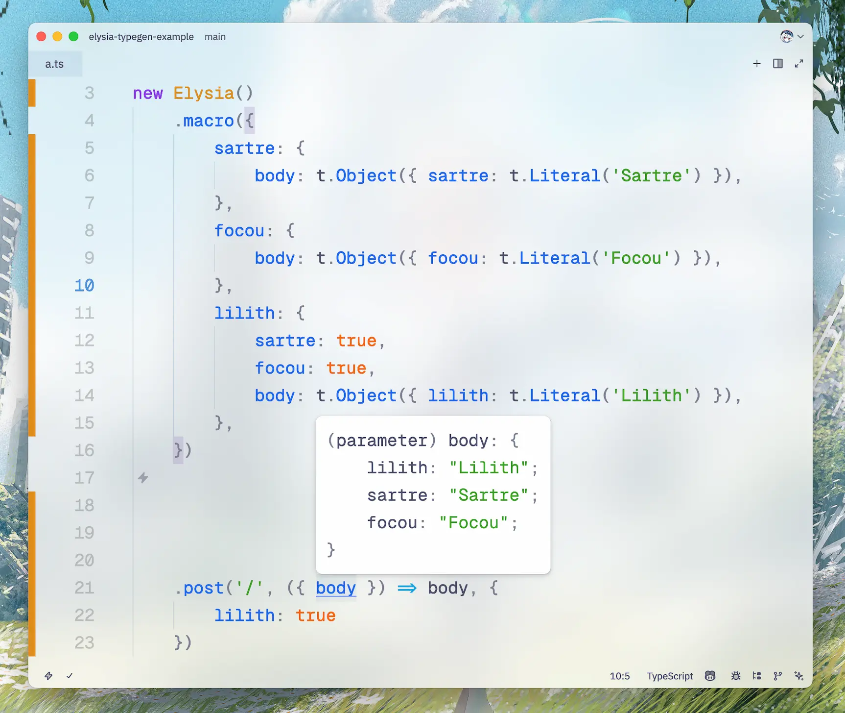 Macro with extension