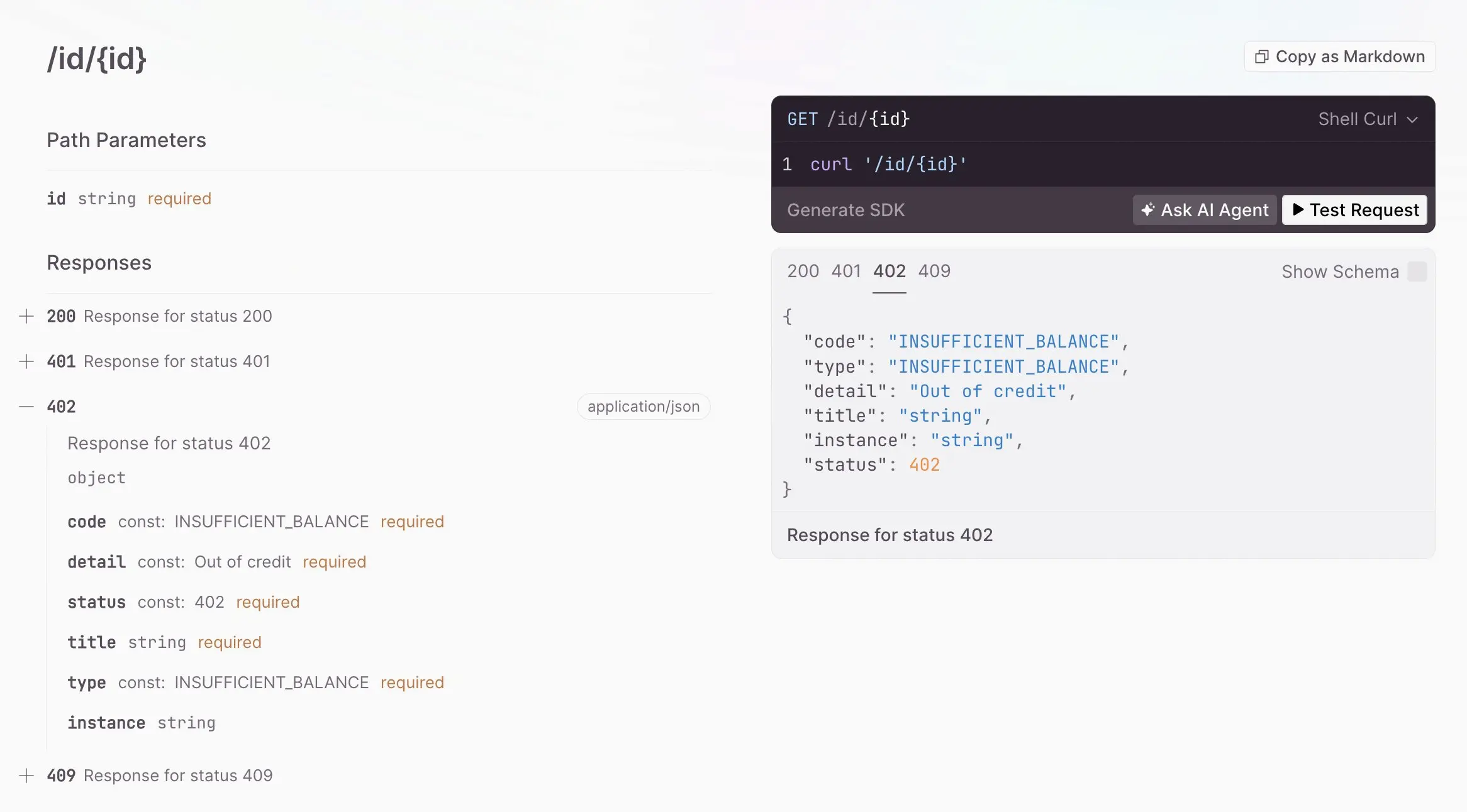 OpenAPI type gen showing all possible error